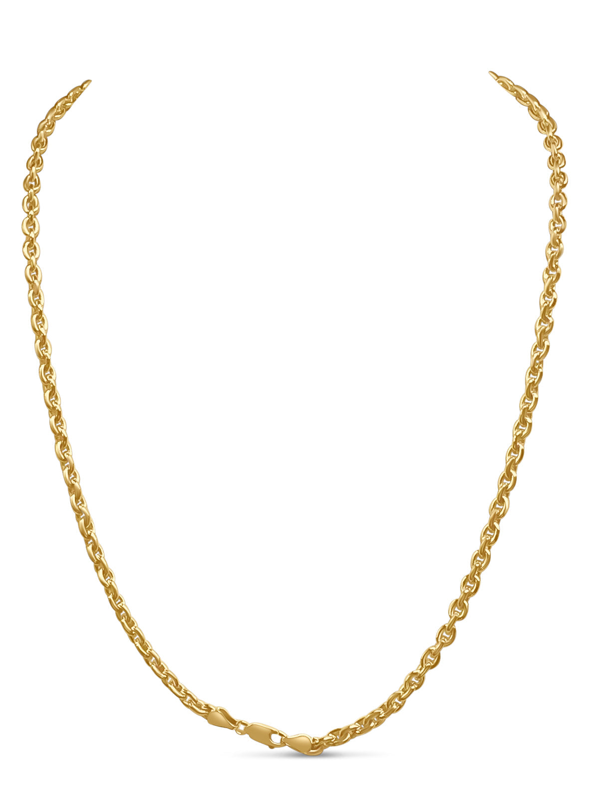 Fancy Rolo Solid White/Yellow/Rose Gold Handmade Necklace , 5mm, 16-30 Inch