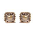 14K Rose Gold 5 7/8 Cttw Fancy Color Rose Cut Diamond Cushion Shape Triple Halo Stud Earring (Fancy Color, I2-I3 Clarity)