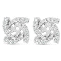14K White Gold 1/3 Cttw Round Diamond Spiral Earring Jacket for 4mm Round Studs (G-H Color, VS2-SI1 Clarity)
