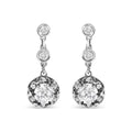 14k White Gold 5/8 Cttw Diamond Halo Drop and Dangle Earrings Stud with Bale (I-J Color, I1-I2 Clarity)