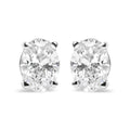 14K White Gold Prong Set Lab Grown Oval Diamond Solitaire Stud Earring (F-G Color, VS1-VS2 Clarity)