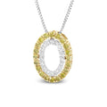 14K Yellow Gold Plated .925 Sterling Silver 1/2 Cttw Color Treated Diamond Double Oval Shape 18" Pendant Necklace (Yellow Color, I2-I3 Clarity)