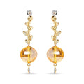 18K Yellow Gold 2/3 Cttw Round Bezel Diamond and 25mm Ball Shaped Yellow Citrine Gemstone Dangle Stud Earring (Brown and G-H Color, SI1-SI2 Clarity)