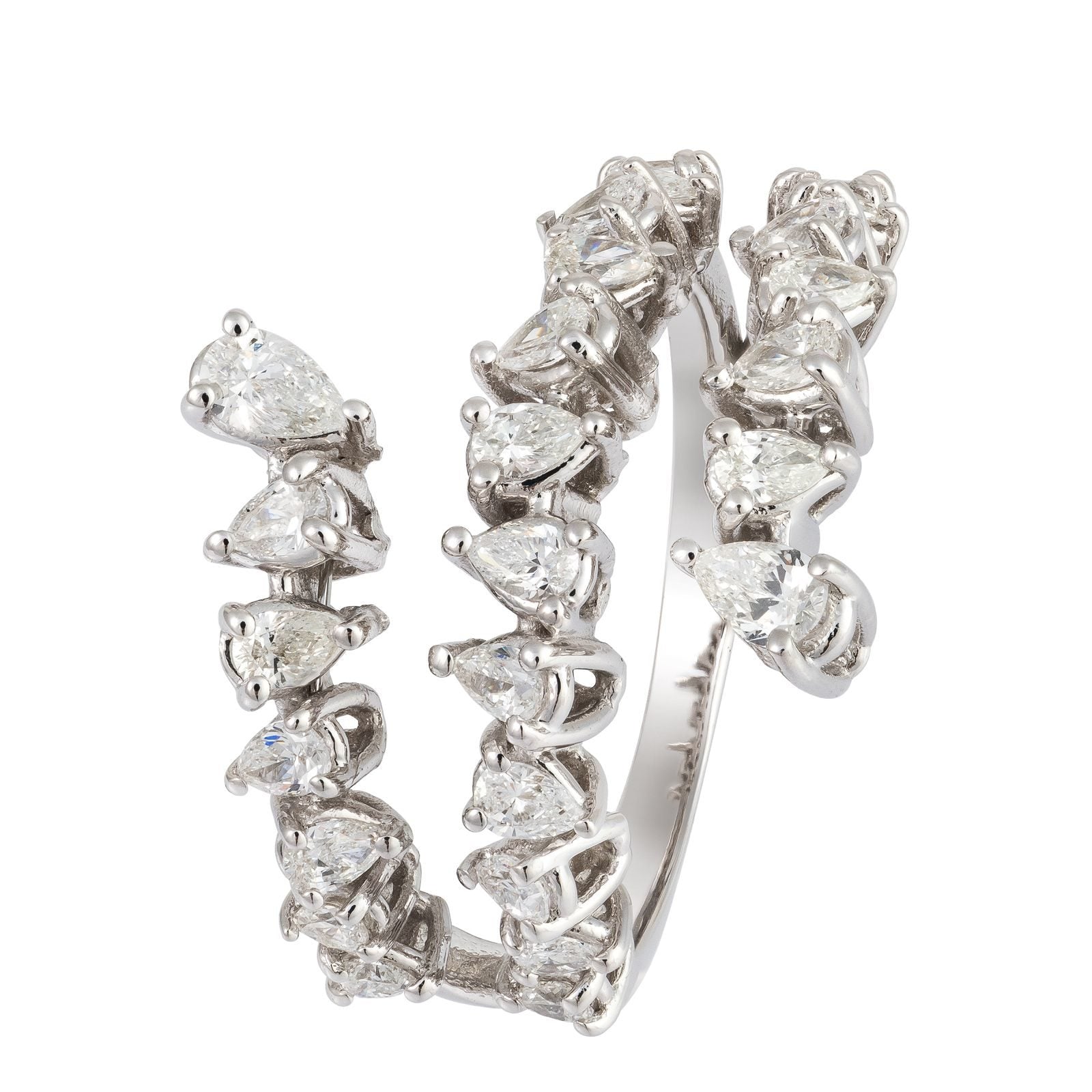 4 Row Pear Shape Spiral Ring