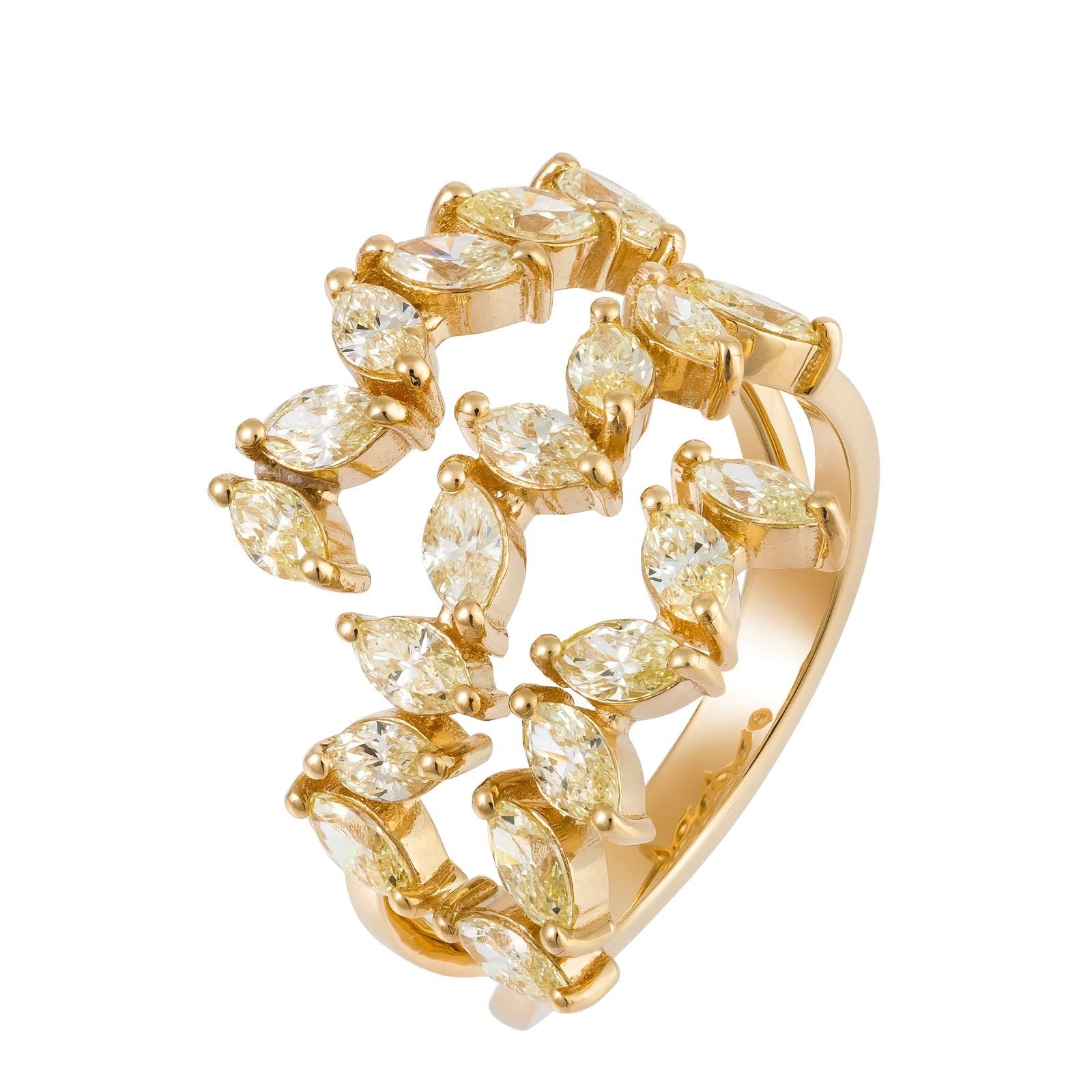 3 Row Marquise Spiral Ring