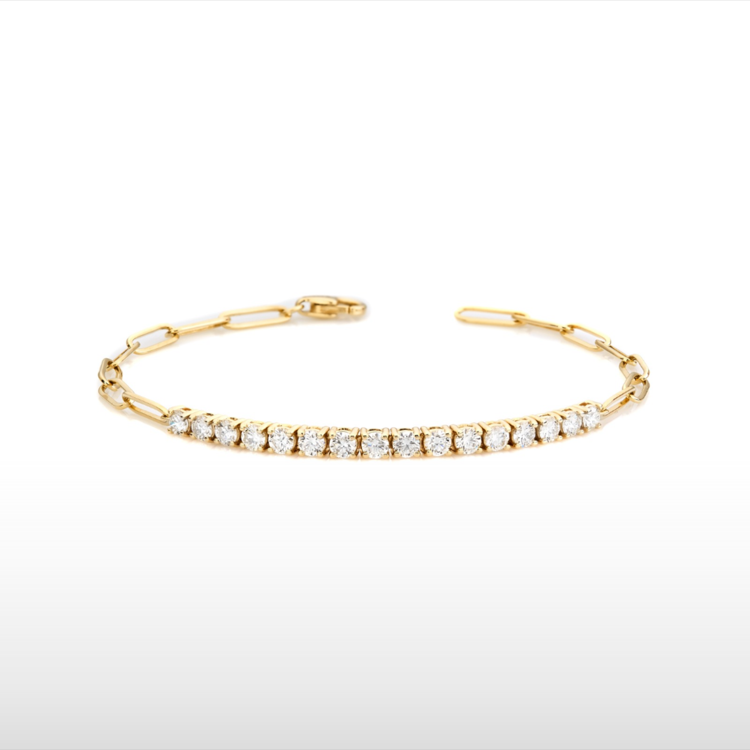 Natural Diamond Paperclip Bracelet in 14K Gold – 1.60ctw