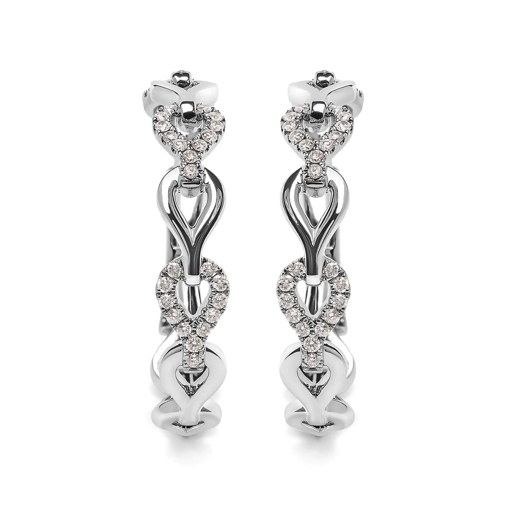 Style Loft Collection Open Link 14K White Gold 1/2 Ctw Diamond Hoop Earrings (G-H Color, SI1-SI2 Clarity)