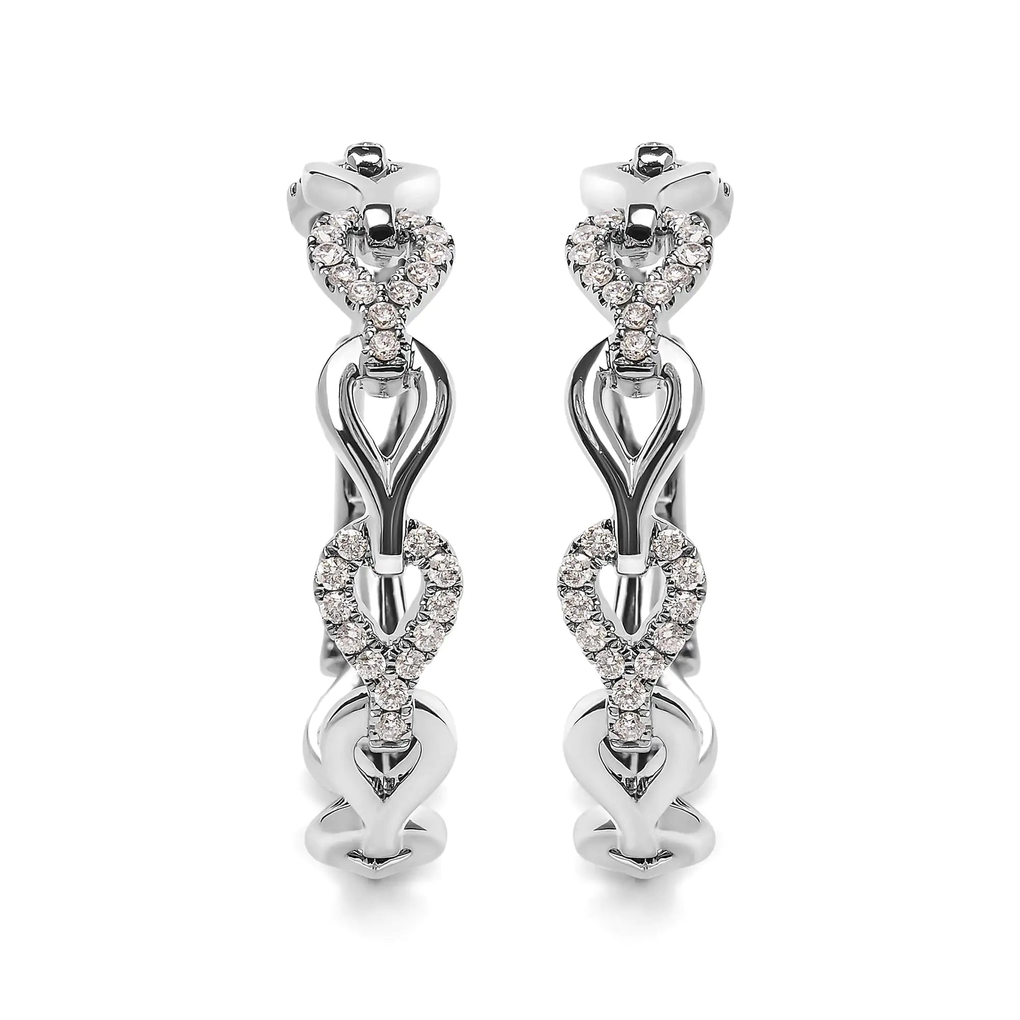 Style Loft Collection Open Link 14K White Gold 1/2 Ctw Diamond Hoop Earrings (G-H Color, SI1-SI2 Clarity)