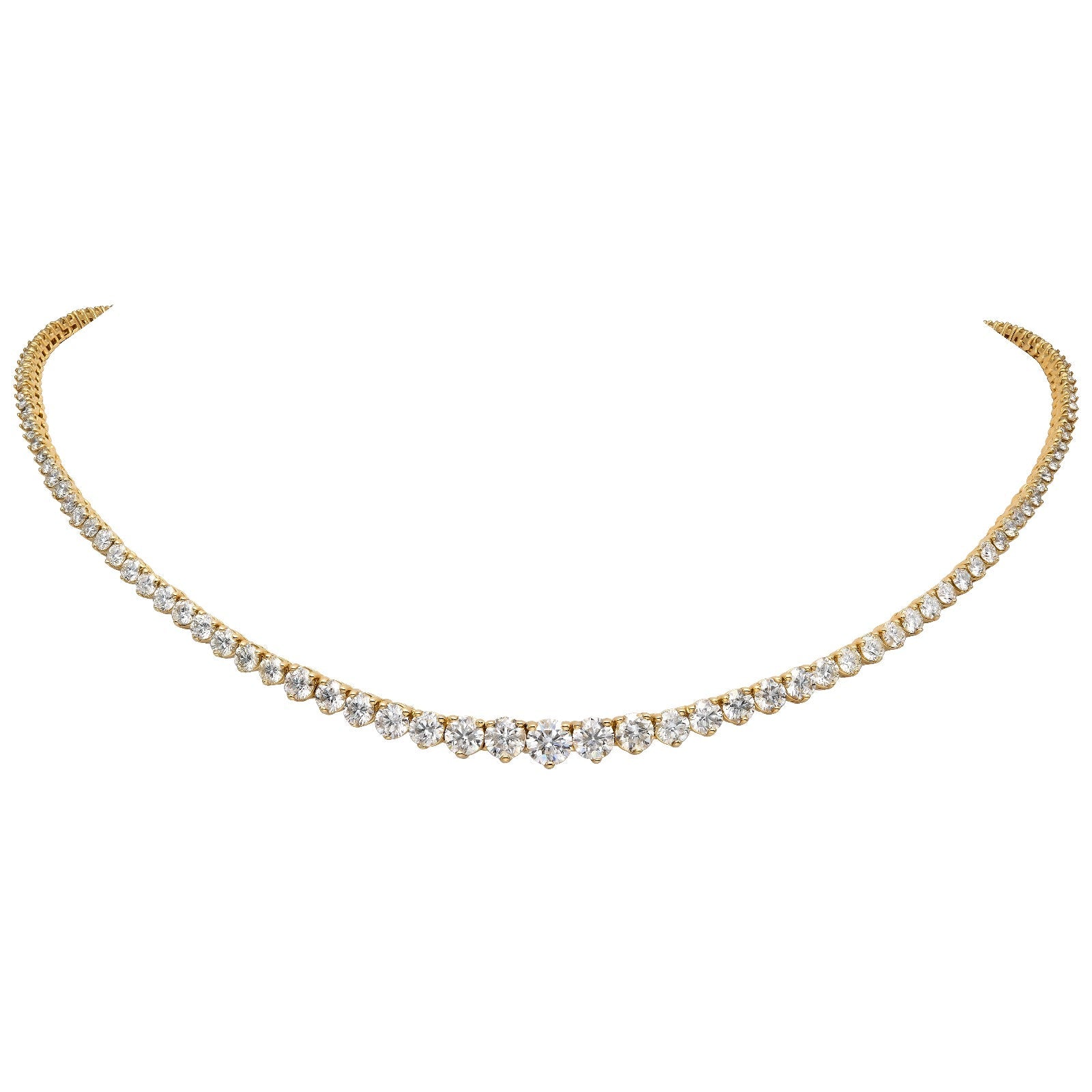 11.31ctw Natural Diamond Full Riviera Necklace in 14K Yellow Gold – 16.25in