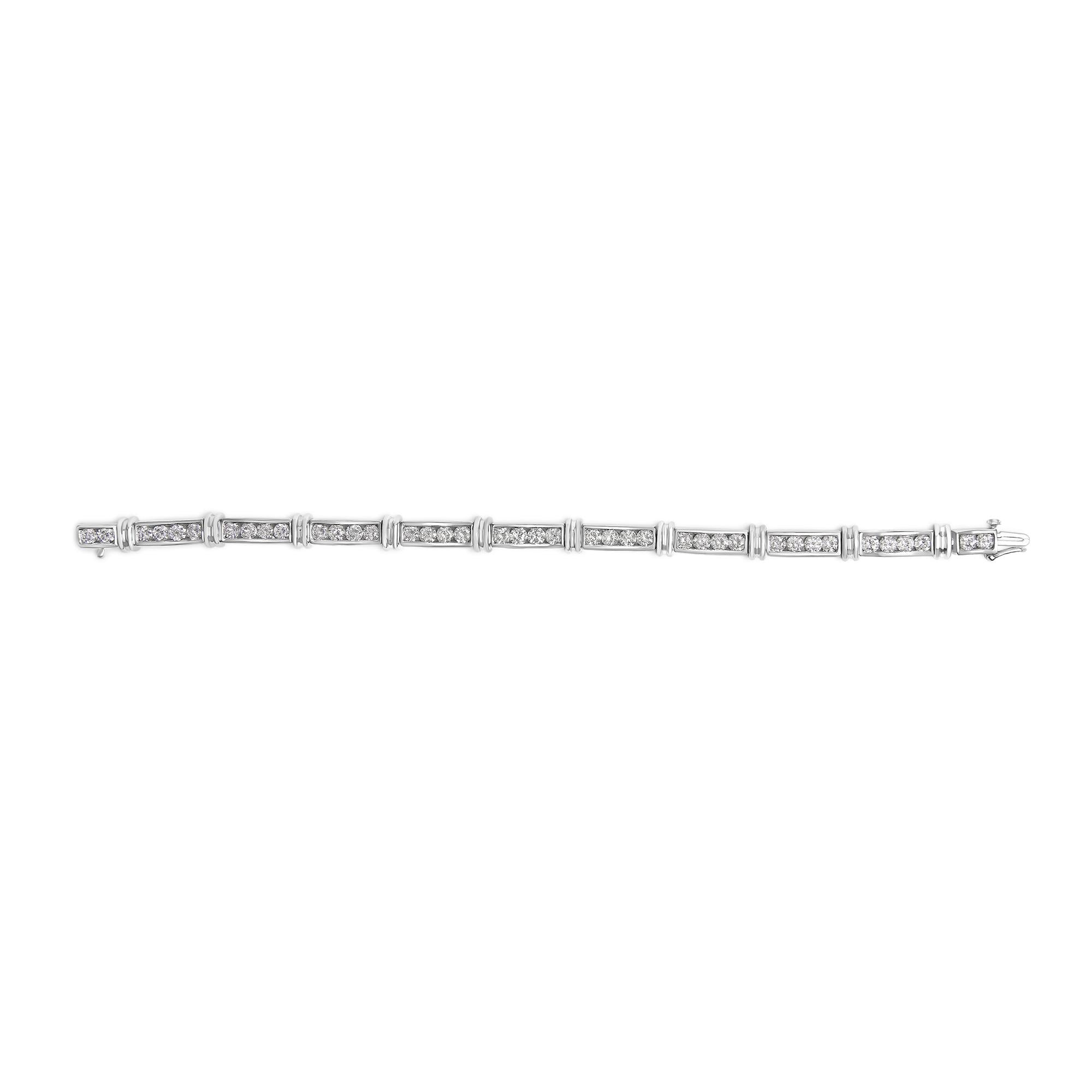 14K White Gold 6 3/4 Cttw Diamond 4 Stone Link Bracelet (H-I Color, I1-I2 Clarity) - 7" Inches