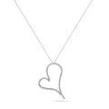 Natural Diamond Slanted Heart Outline Pendant in 14K White Gold – 2.30ctw