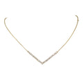 Natural Diamond V Shape Pendant Necklace in 14K Yellow Gold – 1.47ctw