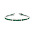 Natural Emerald & Diamond Bracelet in 14K White Gold – 7.08ctw