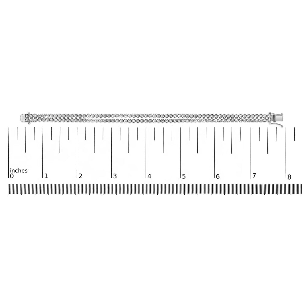 18K White Gold 5 3/5 Cttw Natural Diamond Double Row Link Tennis Bracelet (G-H Color, VS1-VS2 Clarity) - 7" Inches