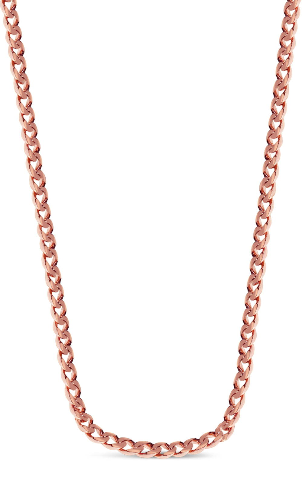 Curb Solid White/Yellow/Rose Gold Handmade Necklace , 9mm, 16-30 Inch