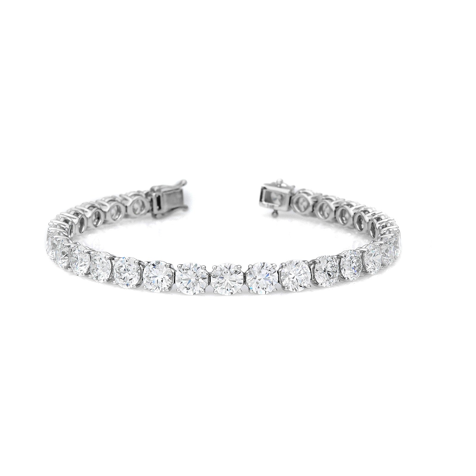 Natural Diamond Hand-Crafted Tennis Airline Bracelet in 14K White Gold – 22.48ctw