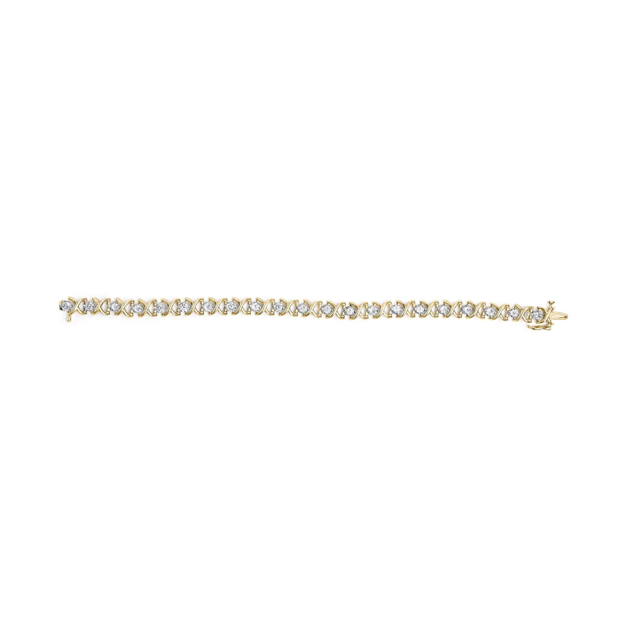 14K Yellow Gold 5.00 Cttw Round-Cut Diamond X-Link 7.5" Bracelet (J-K Color, I1-I2 Clarity)