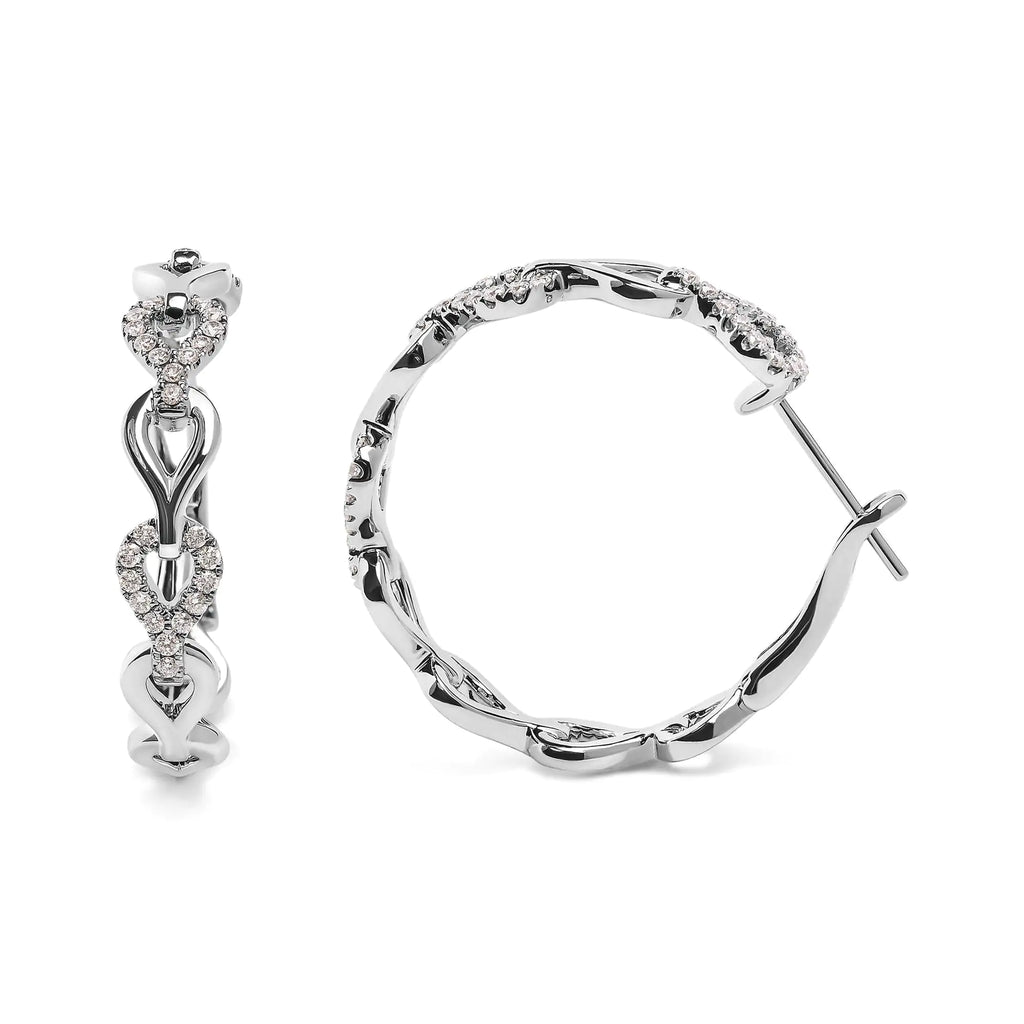 Style Loft Collection Open Link 14K White Gold 1/2 Ctw Diamond Hoop Earrings (G-H Color, SI1-SI2 Clarity)