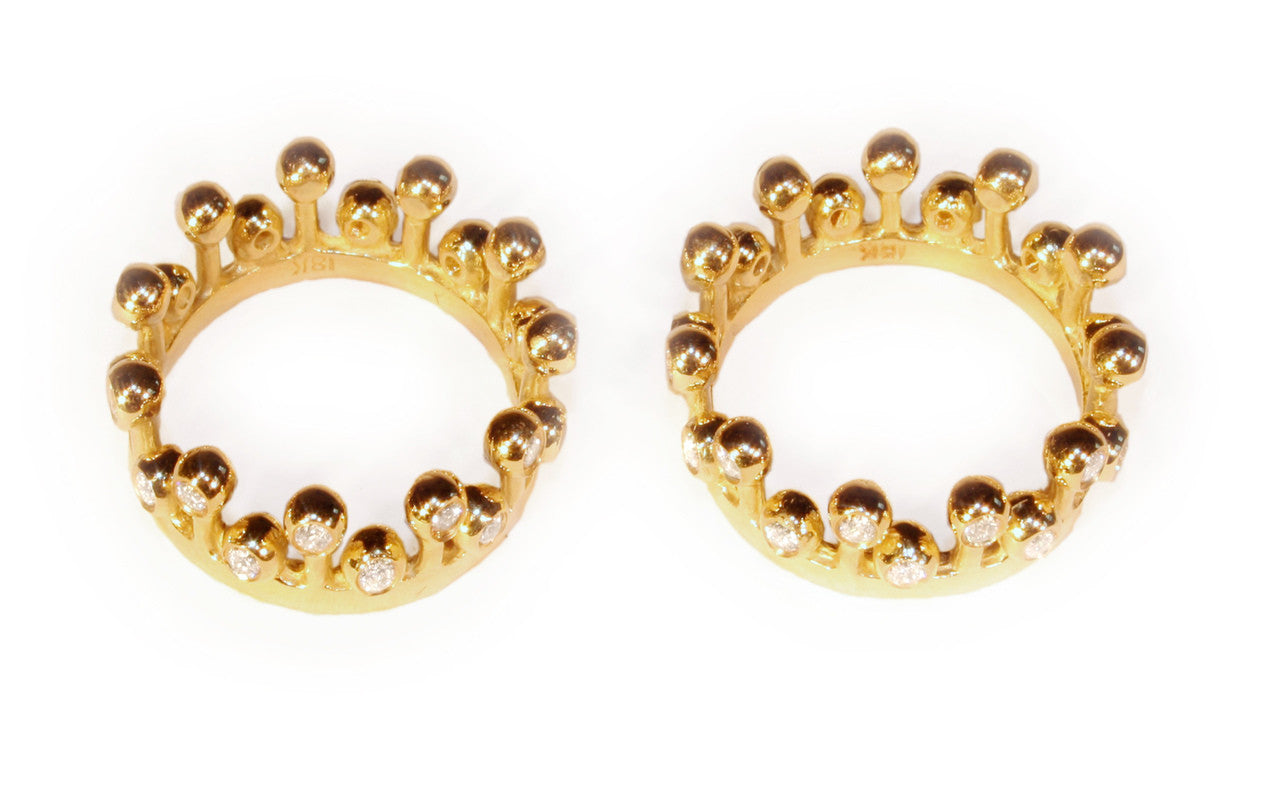 Crown Ring: Fullest Diamond Double Stack Set of Two: 18K Gold