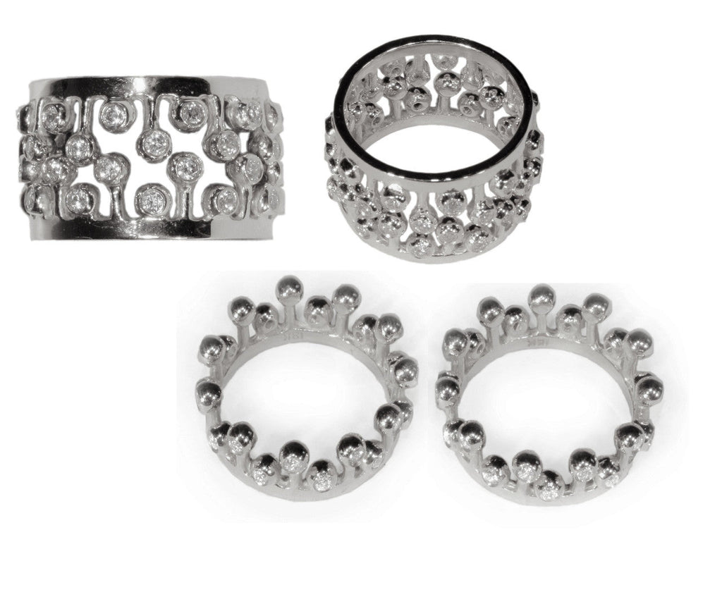 Crown Ring: Fullest Diamond Double Stack Set of Two: 18K Gold