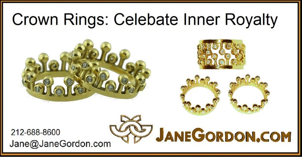 Crown Ring: Fullest Diamond Double Stack Set of Two: 18K Gold