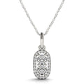 Outer Oval Shaped Two Stone Diamond Pendant in 14k White Gold (5/8 cttw)