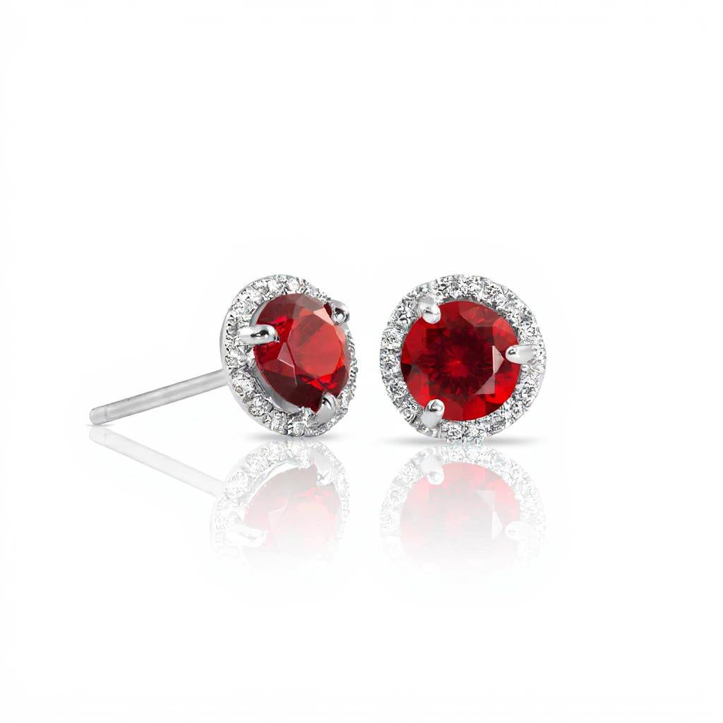 "Endless Love Collection" 14K gold w/ Diamond Halo Earrings Portuguese Cut 5.5mm