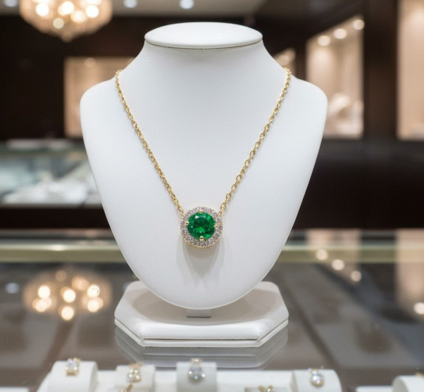 "Endless Love Collection" 14k Gold w/ Diamond Halo Portuguese Cut Pendant 5.5mm