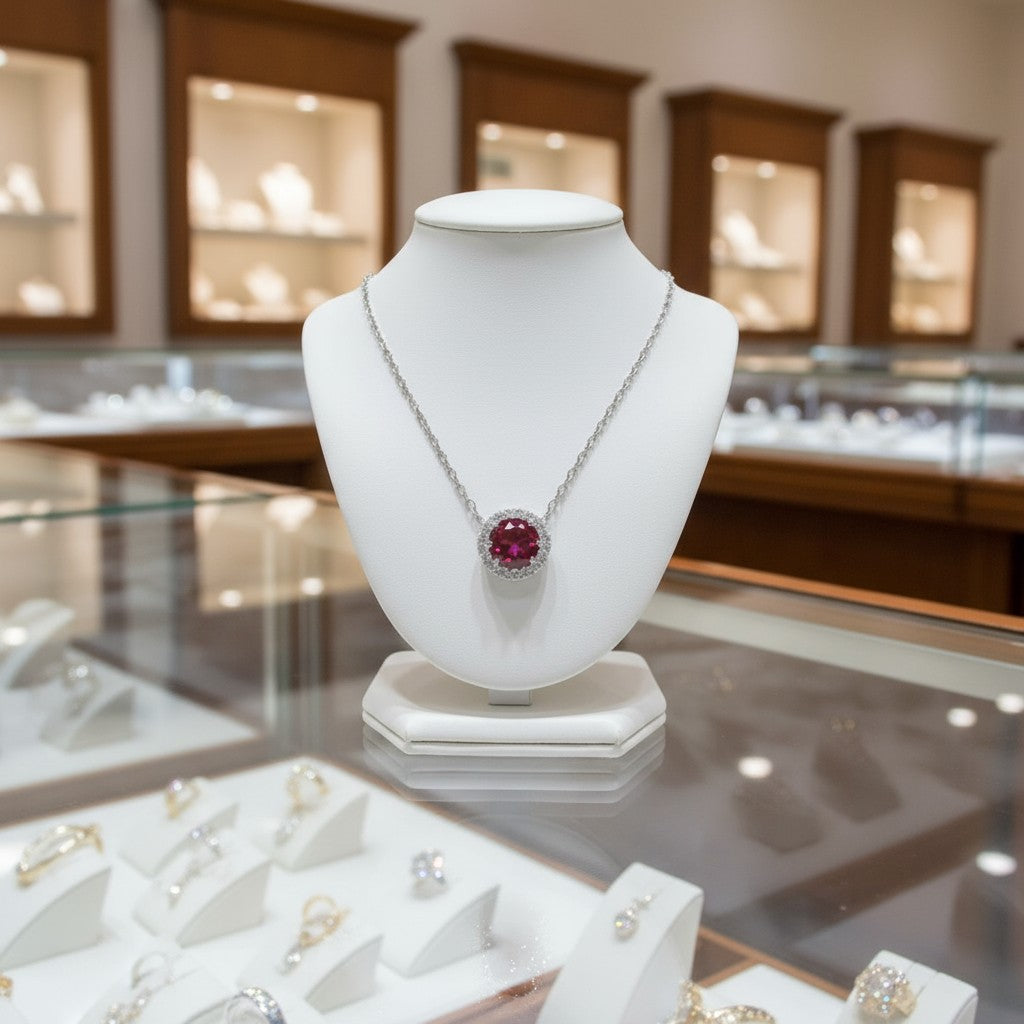 "Endless Love Collection" 14k Gold w/ Diamond Halo Portuguese Cut Pendant 5.5mm