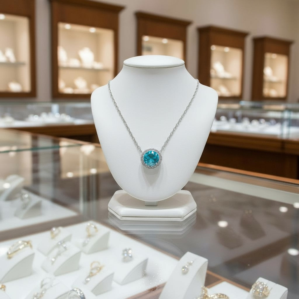 "Endless Love Collection" 14k Gold w/ Diamond Halo Portuguese Cut Pendant 5.5mm