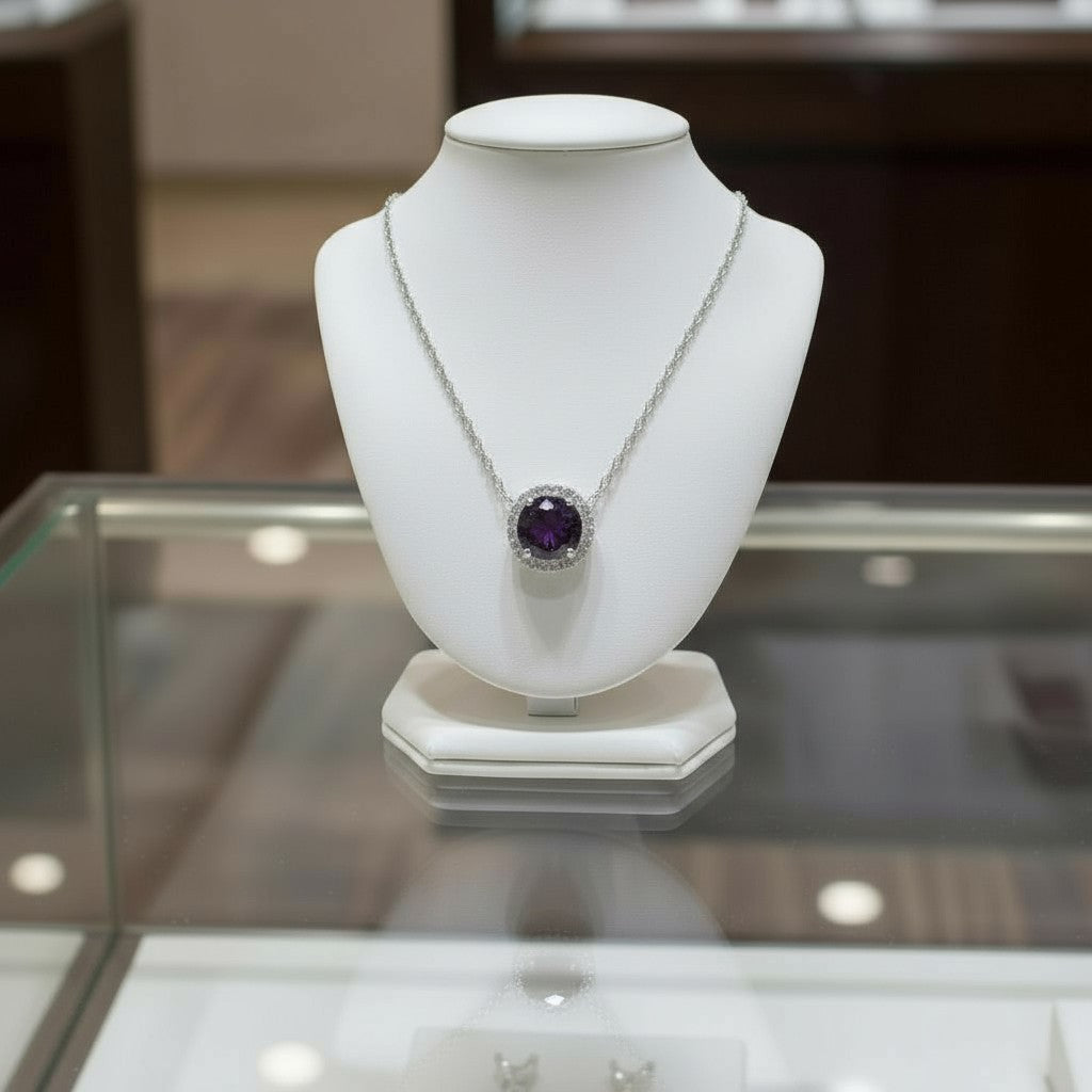 "Endless Love Collection" 14k Gold w/ Diamond Halo Portuguese Cut Pendant 5.5mm