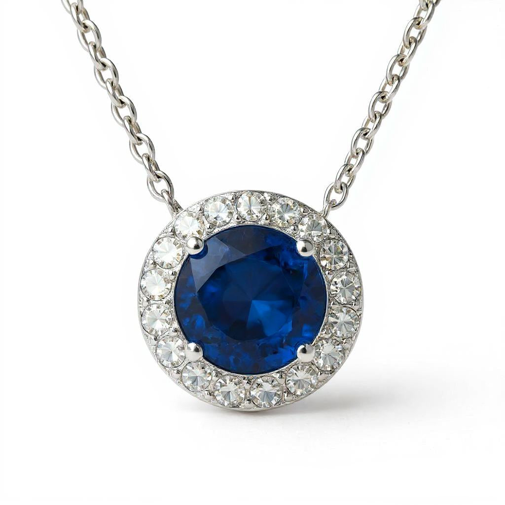 "Endless Love Collection" 14k Gold w/ Diamond Halo Portuguese Cut Pendant 5.5mm