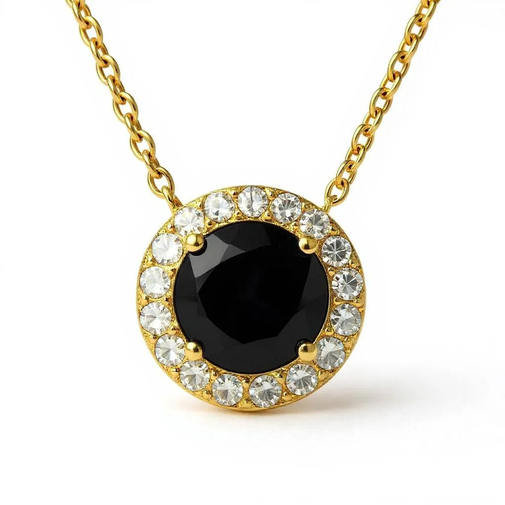 "Endless Love Collection" 14k Gold w/ Diamond Halo Portuguese Cut Pendant 5.5mm