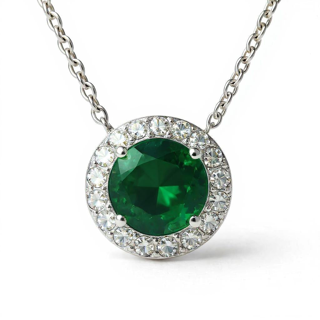 "Endless Love Collection" 14k Gold w/ Diamond Halo Portuguese Cut Pendant 5.5mm