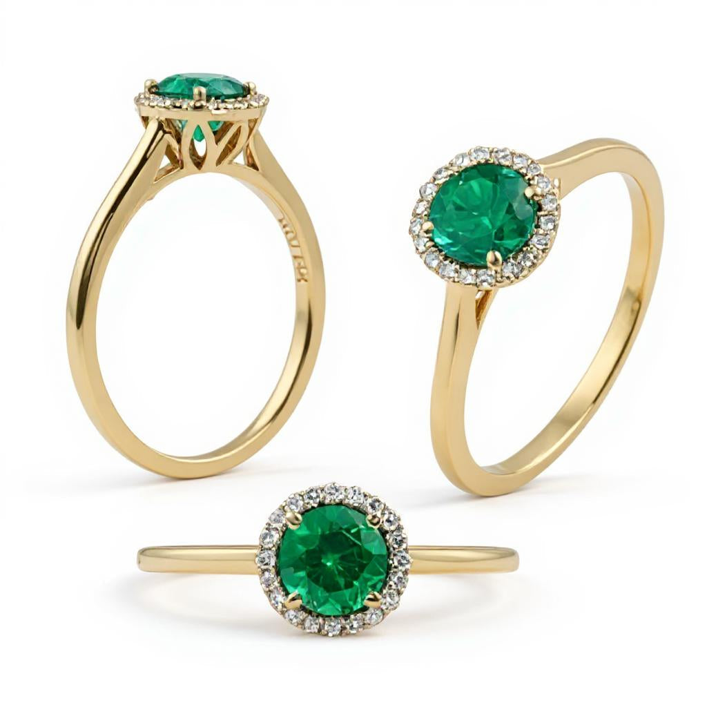 "Endless Love Collection" 14k gold w/ Diamond Halo Portuguese Cut Ring 5.5mm