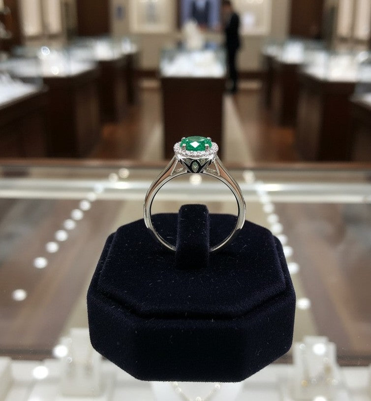 "Endless Love Collection" 14k gold w/ Diamond Halo Portuguese Cut Ring 5.5mm