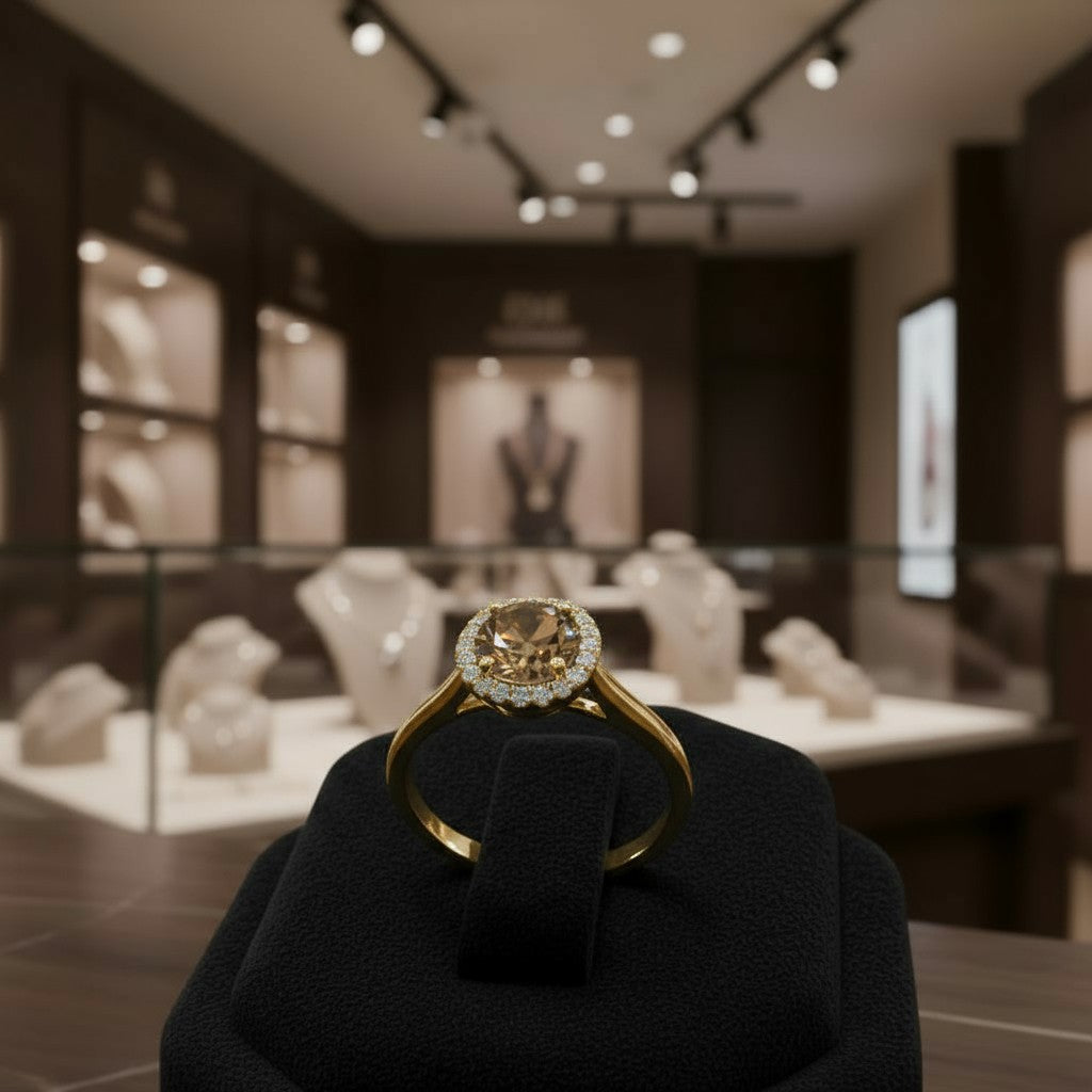 "Endless Love Collection" 14k gold w/ Diamond Halo Portuguese Cut Ring 5.5mm