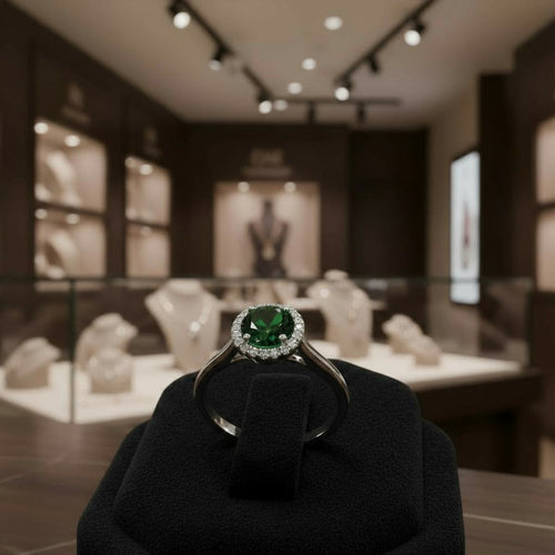 "Endless Love Collection" 14k gold w/ Diamond Halo Portuguese Cut Ring 5.5mm