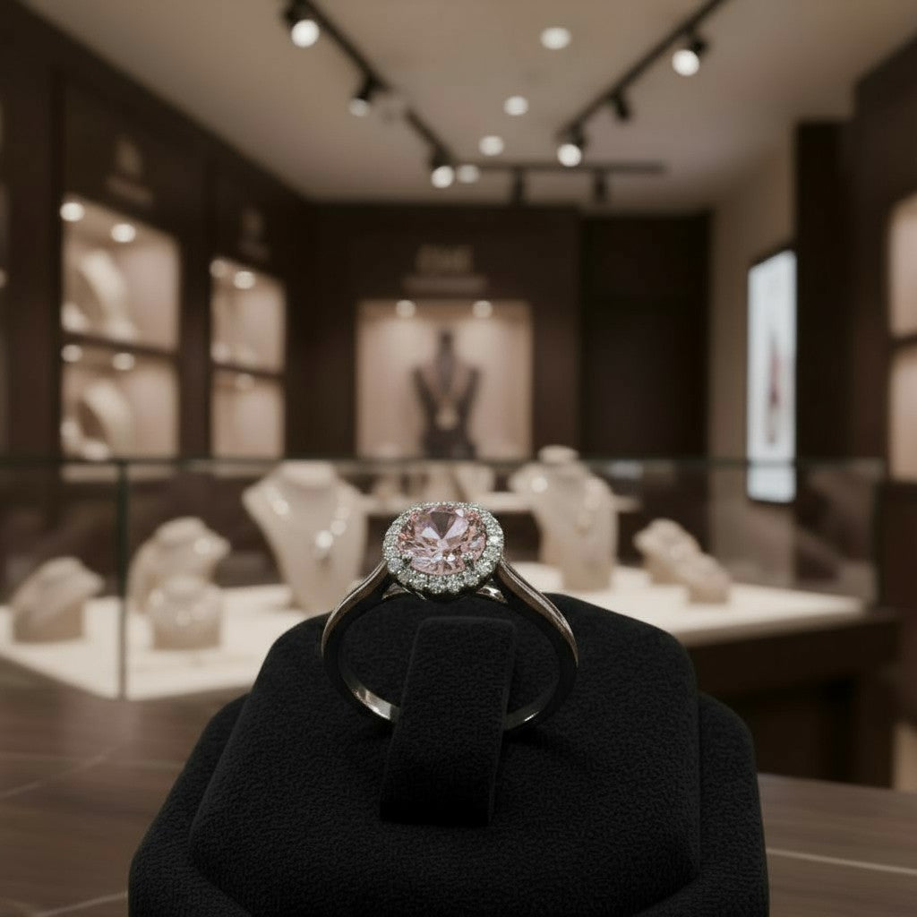 "Endless Love Collection" 14k gold w/ Diamond Halo Portuguese Cut Ring 5.5mm