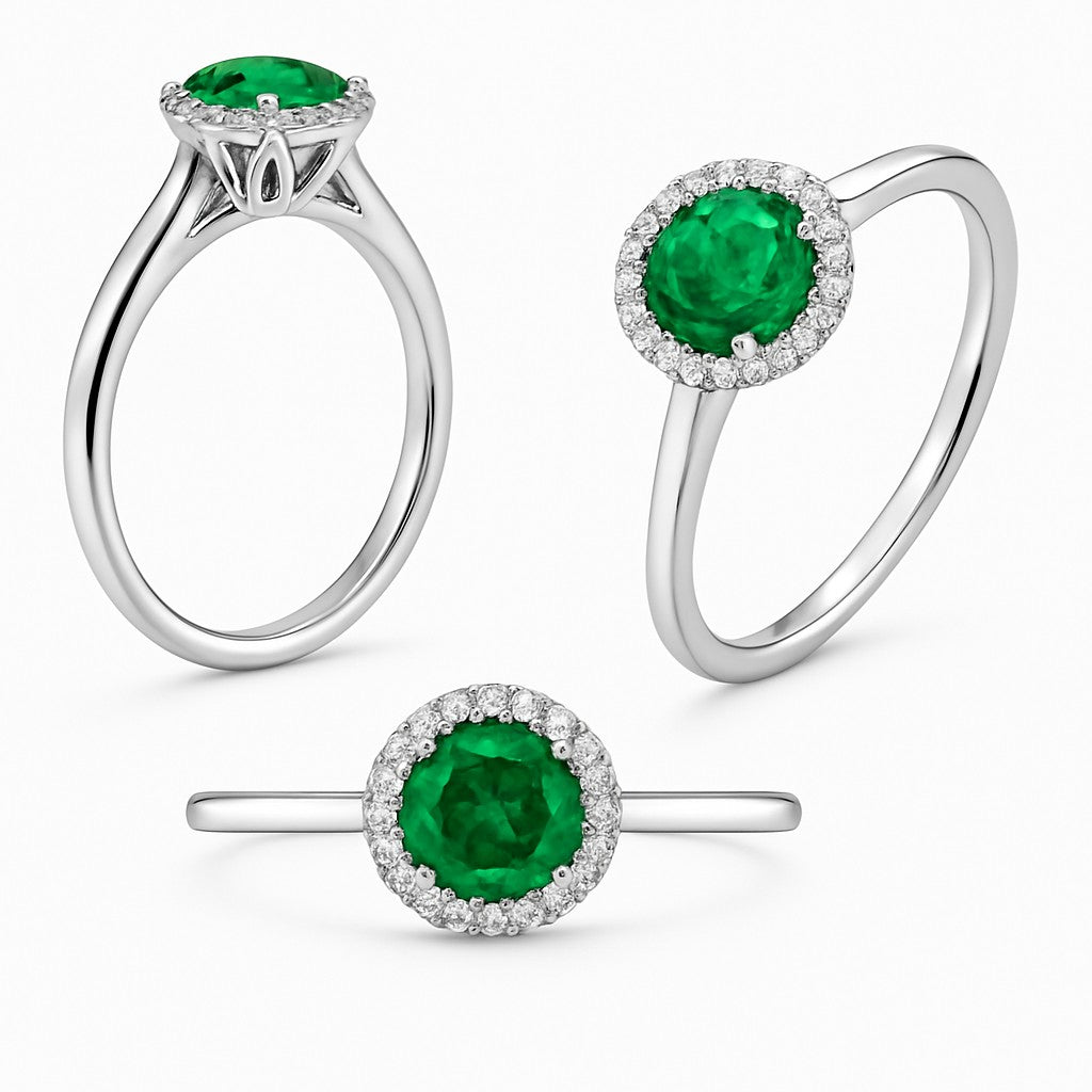 "Endless Love Collection" 14k gold w/ Diamond Halo Portuguese Cut Ring 5.5mm