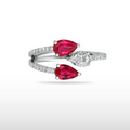 Natural Ruby & Diamond Snake Head Ring in 18K White Gold – 1.25ctw
