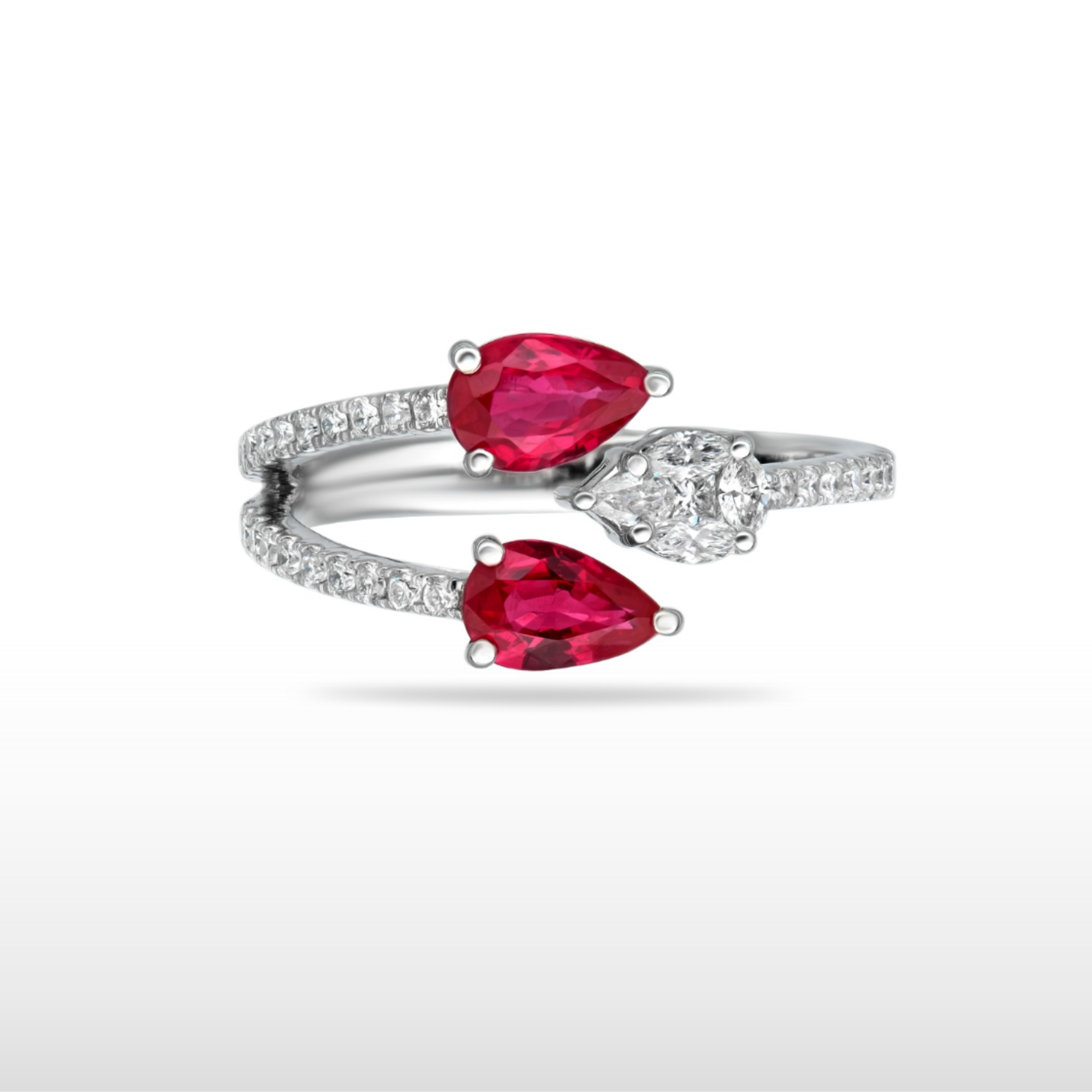 Natural Ruby & Diamond Snake Head Ring in 18K White Gold – 1.25ctw