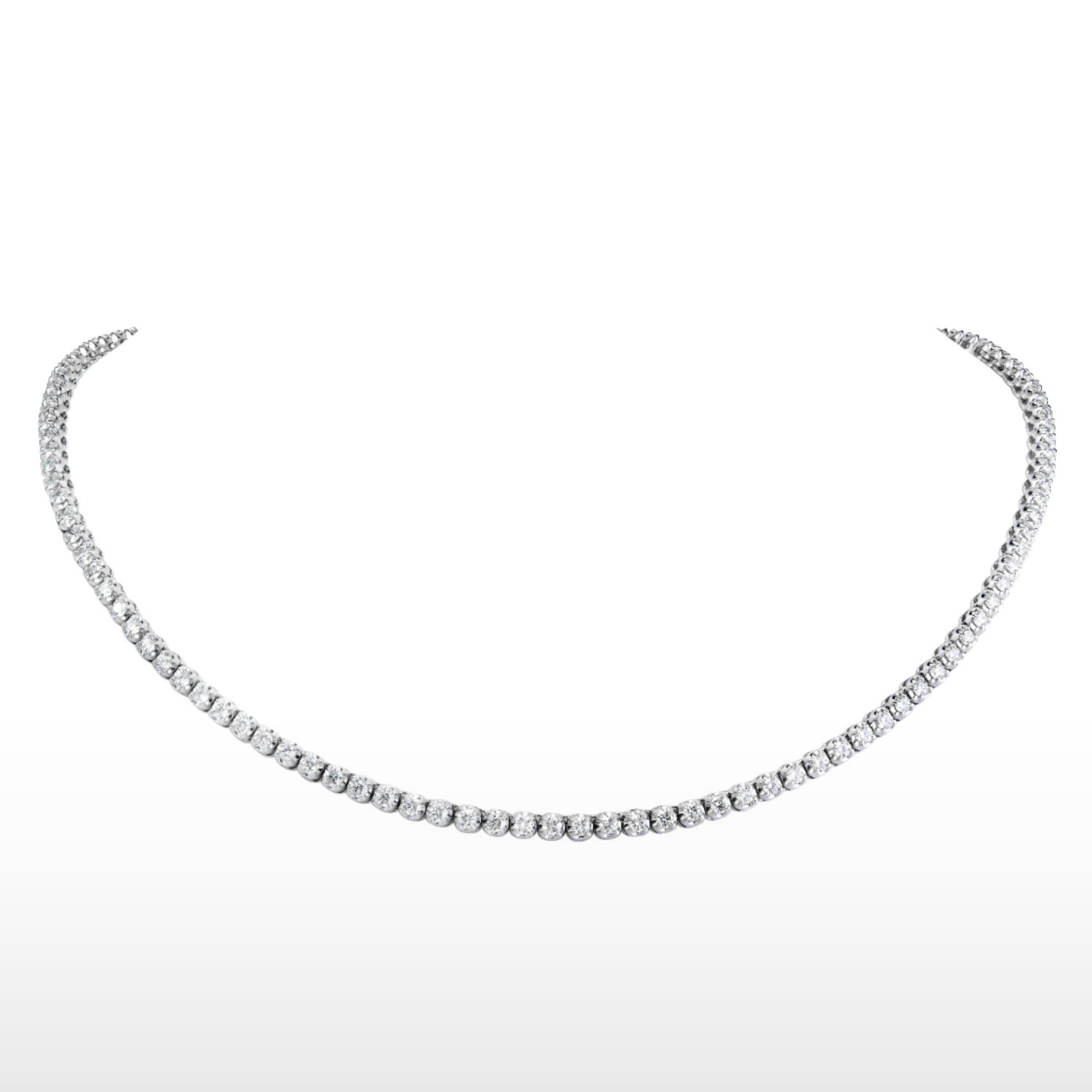 Natural Diamond Tennis Necklace in 14K White Gold – 4.83ctw, 17-Inch Fine Jewelry