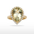 Natural Green Amethyst & Diamond Ring in 14K Yellow Gold – 5.33ctw