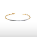 Natural Diamond Paperclip & Square Setting Bracelet in 14K White & Yellow Gold – 0.69ctw