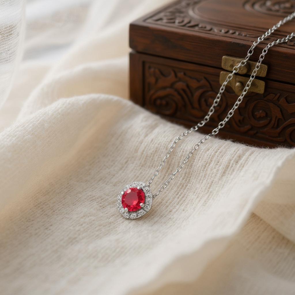 "Endless Love Collection" 14k Gold w/ Diamond Halo Portuguese Cut Pendant 5.5mm