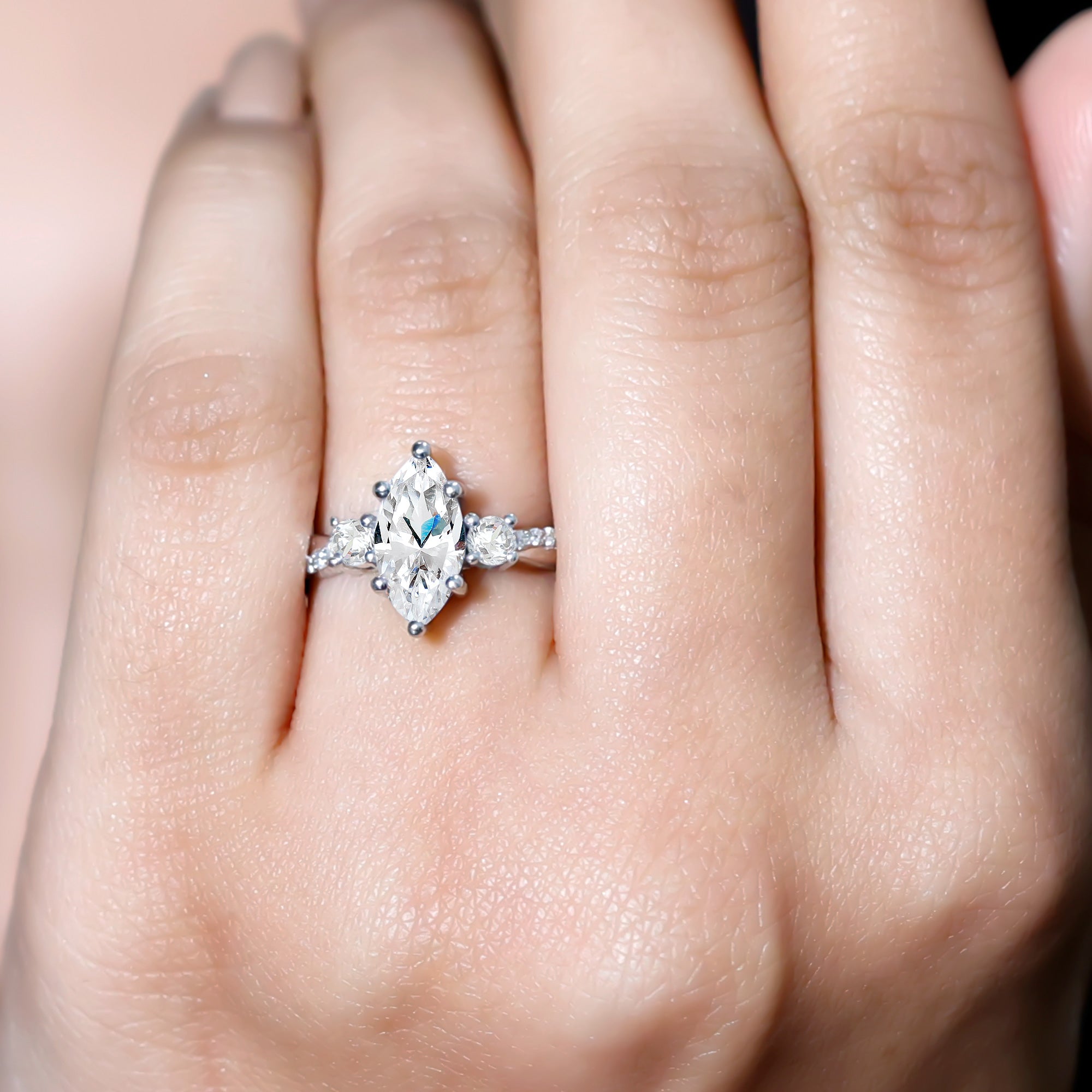 Brilliant Cut Marquise Lab Grown Diamond Engagement Ring