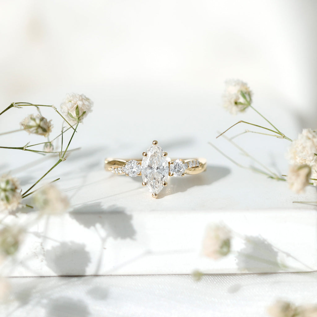 Brilliant Cut Marquise Lab Grown Diamond Engagement Ring