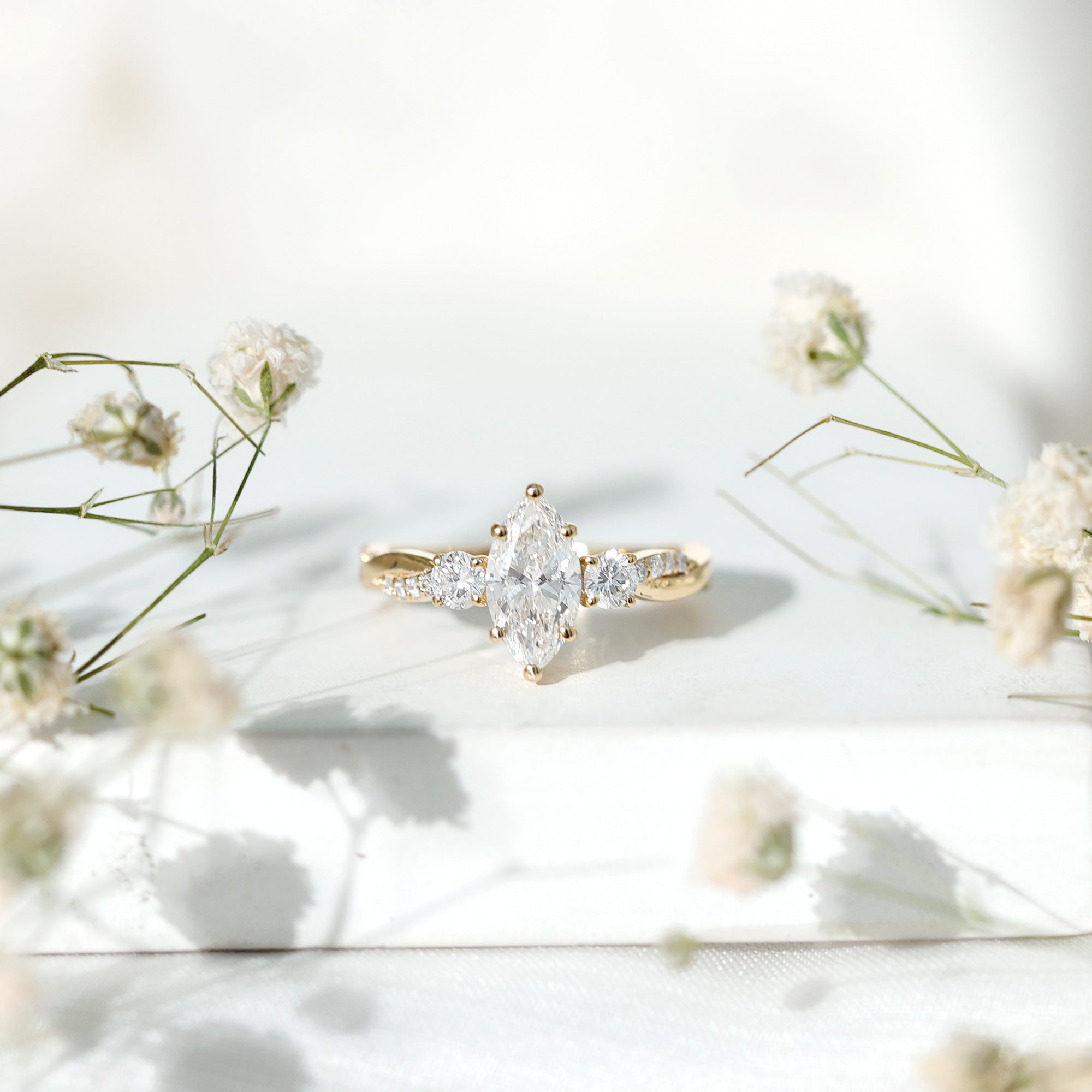 Brilliant Cut Marquise Lab Grown Diamond Engagement Ring