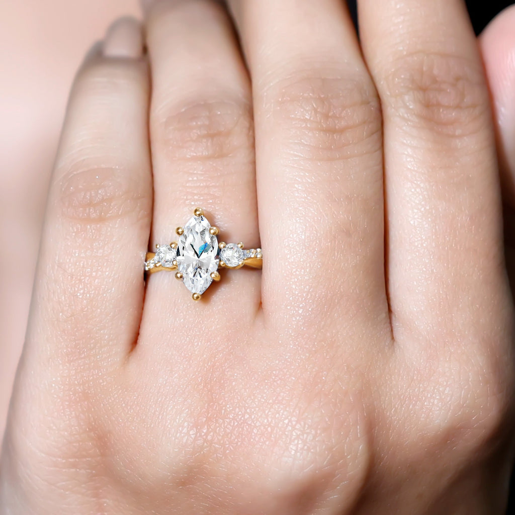 Brilliant Cut Marquise Lab Grown Diamond Engagement Ring